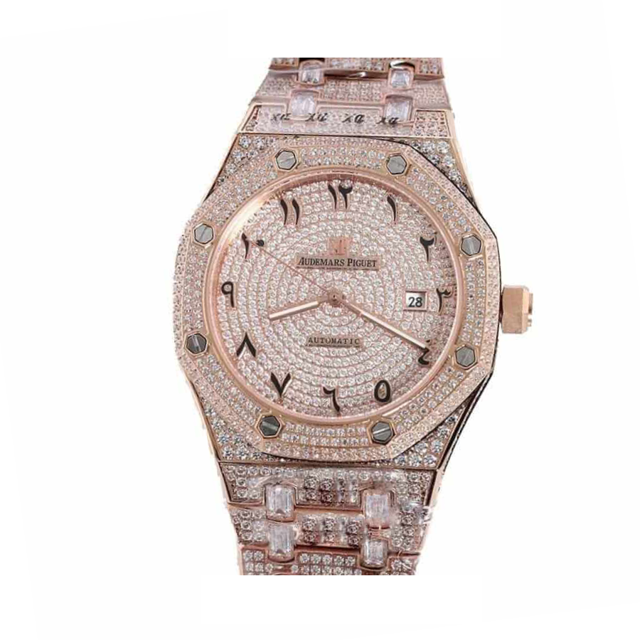 Audemars Piguet Royal Oak Iced Out Rose Gold Replica - Image 2