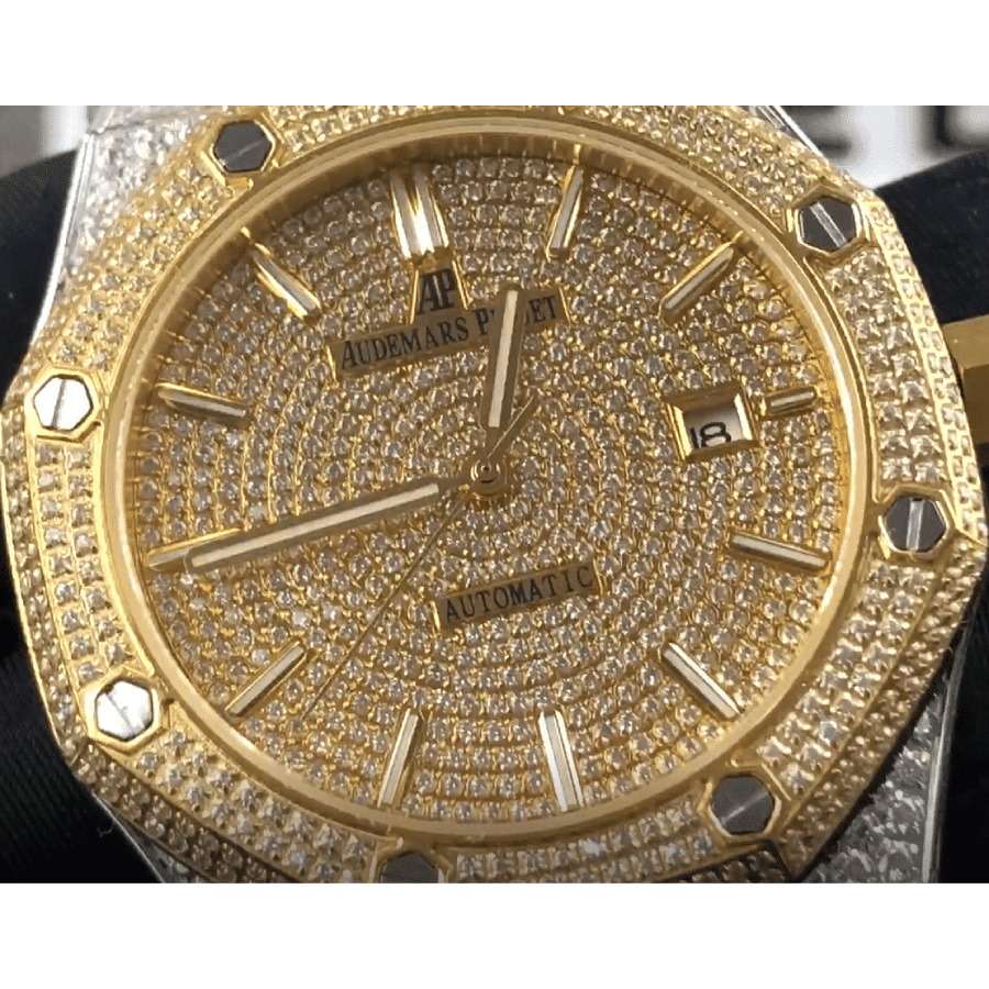 Audemars Piguet Royal Oak Iced Out Yellow Gold Replica - Image 2