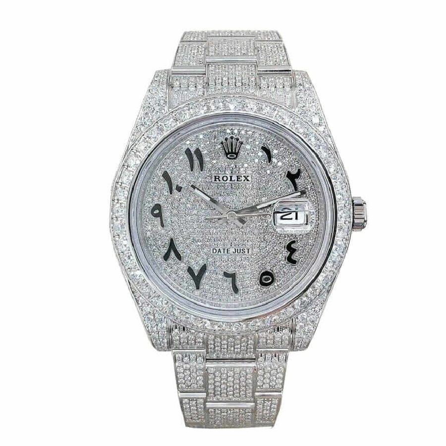 Rolex Datejust 116300 White Gold Diamond Arabic Dial Iced Out Replica