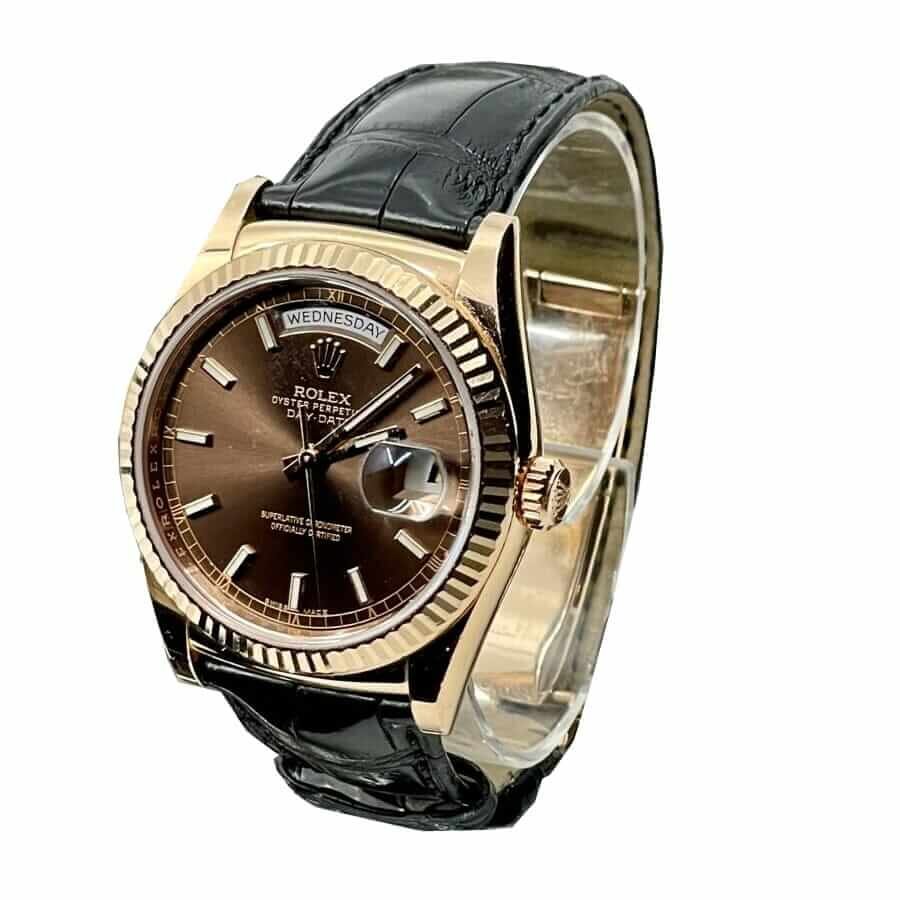 Rolex Day-Date Black Leather Replica - Image 2