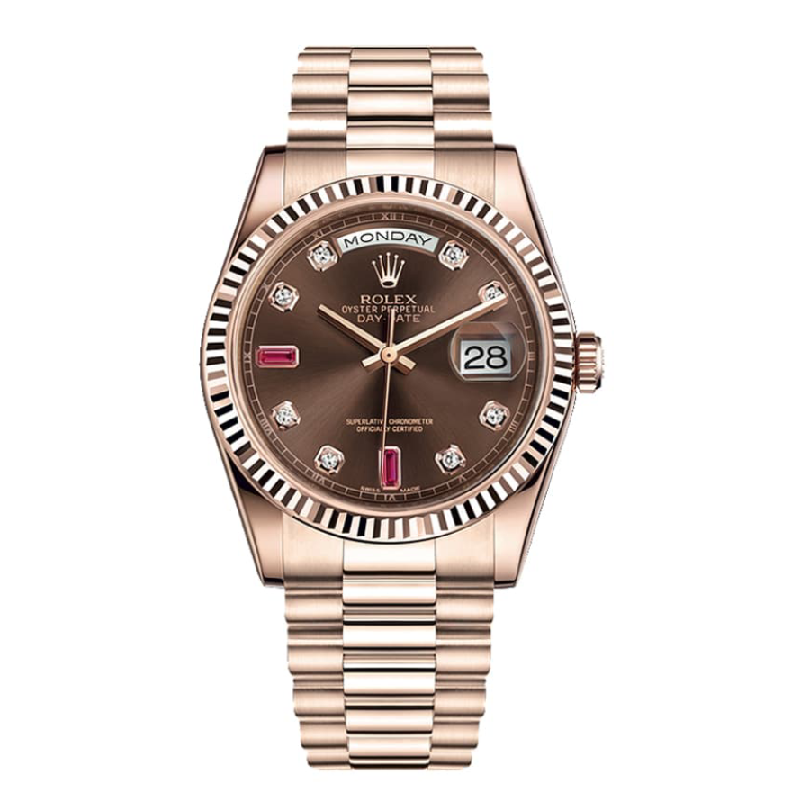 Rolex Day-Date 128235 AR Rose Gold Wrapped Chocolate Dial Replica