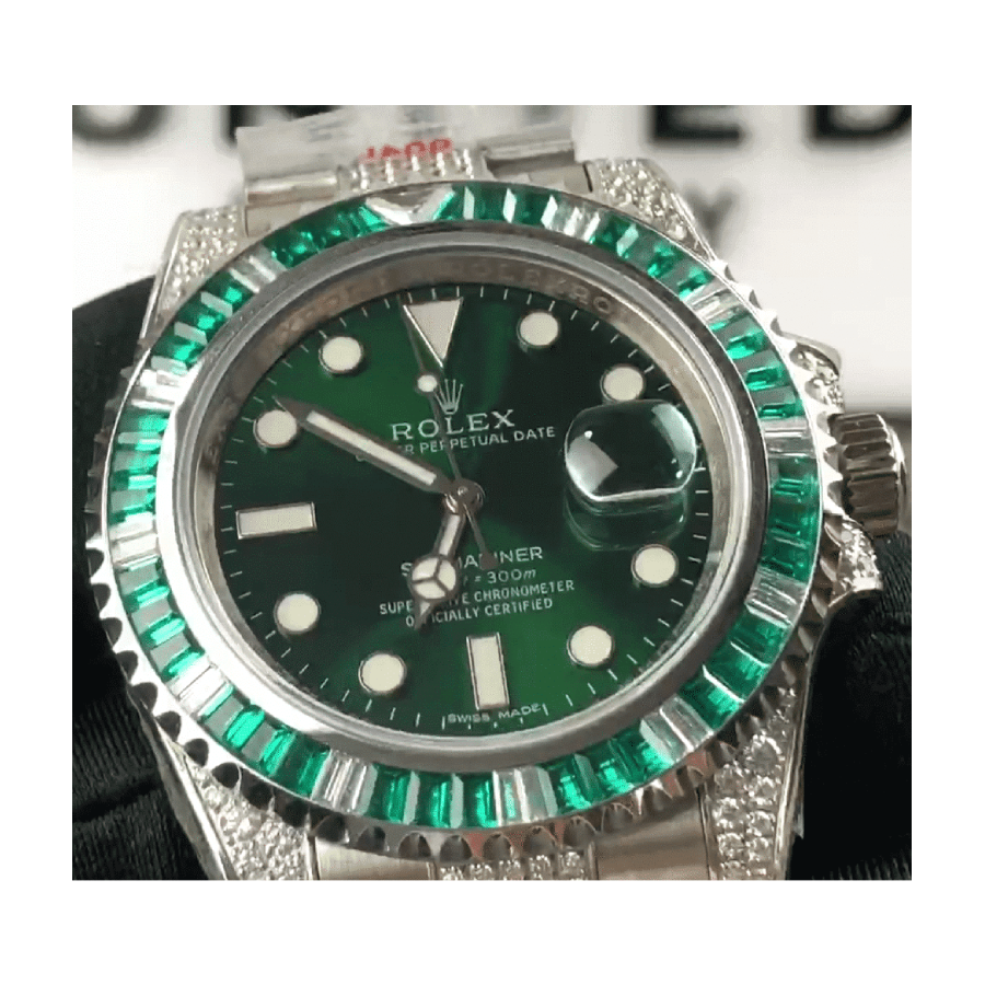 Rolex Submariner Hulk 116610LV Diamond Green Dial Iced Out Replica - Image 2