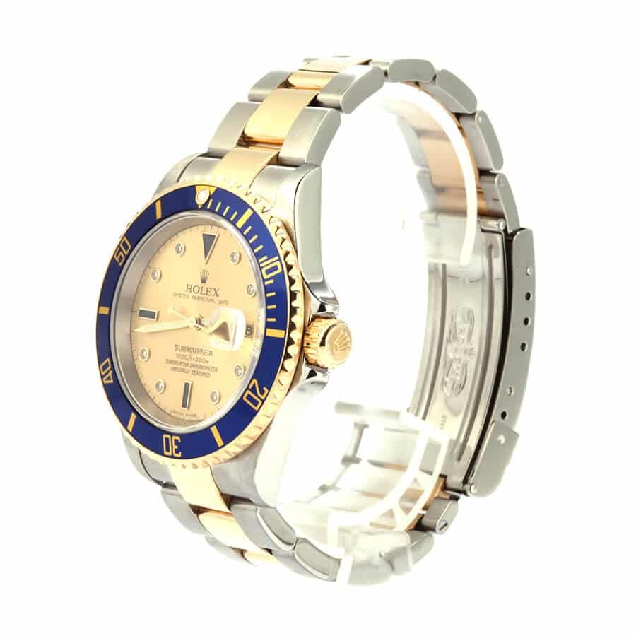 Rolex Submariner Serti Two Tone Stainless Steel Gold Diamond 16613 Replica - Image 2