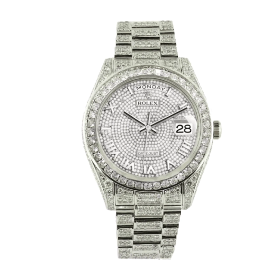 Rolex Datejust Baguette II White Gold Iced Out Diamond Dial 116300 Replica