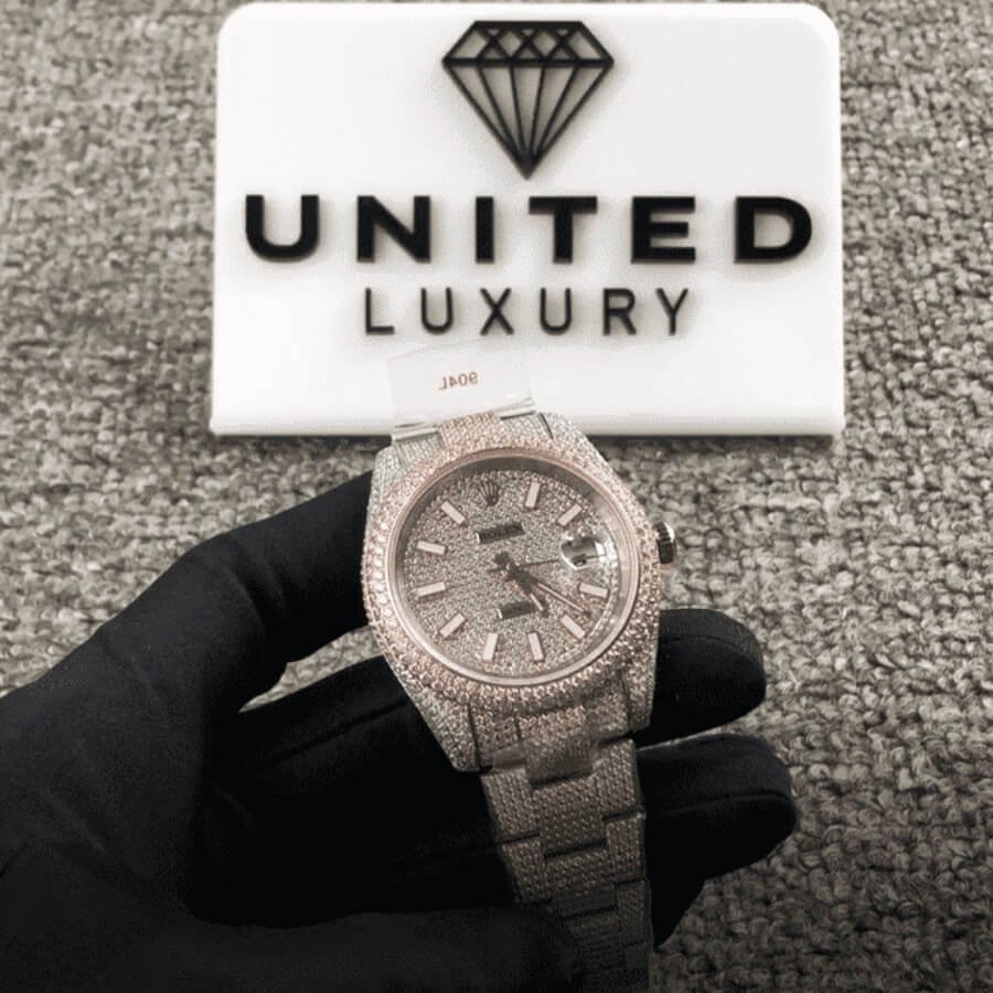 Rolex Datejust Two Tone Jubilee Fully Iced Out 126303 Replica - Image 2