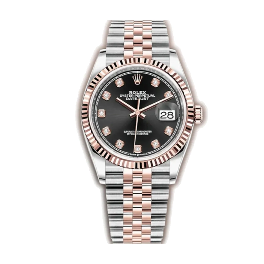 Rolex Datejust 126231, 36mm – Everose Gold Fluted Bezel, Slate Motif Dial with Diamond