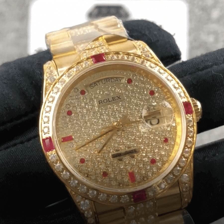Rolex Datejust 116625 Yellow Gold Diamond Dial Iced Out Replica - Image 2