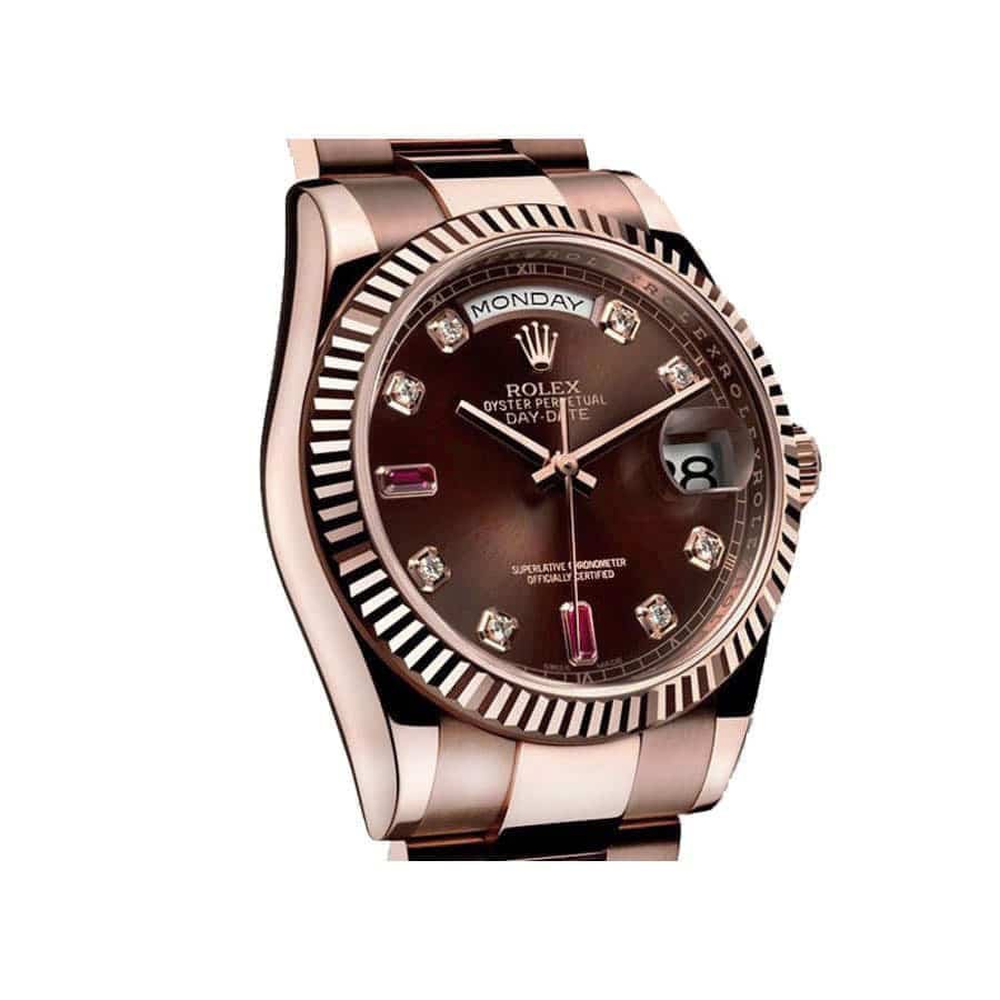 Rolex Day-Date 128235 AR Rose Gold Wrapped Chocolate Dial Replica - Image 3