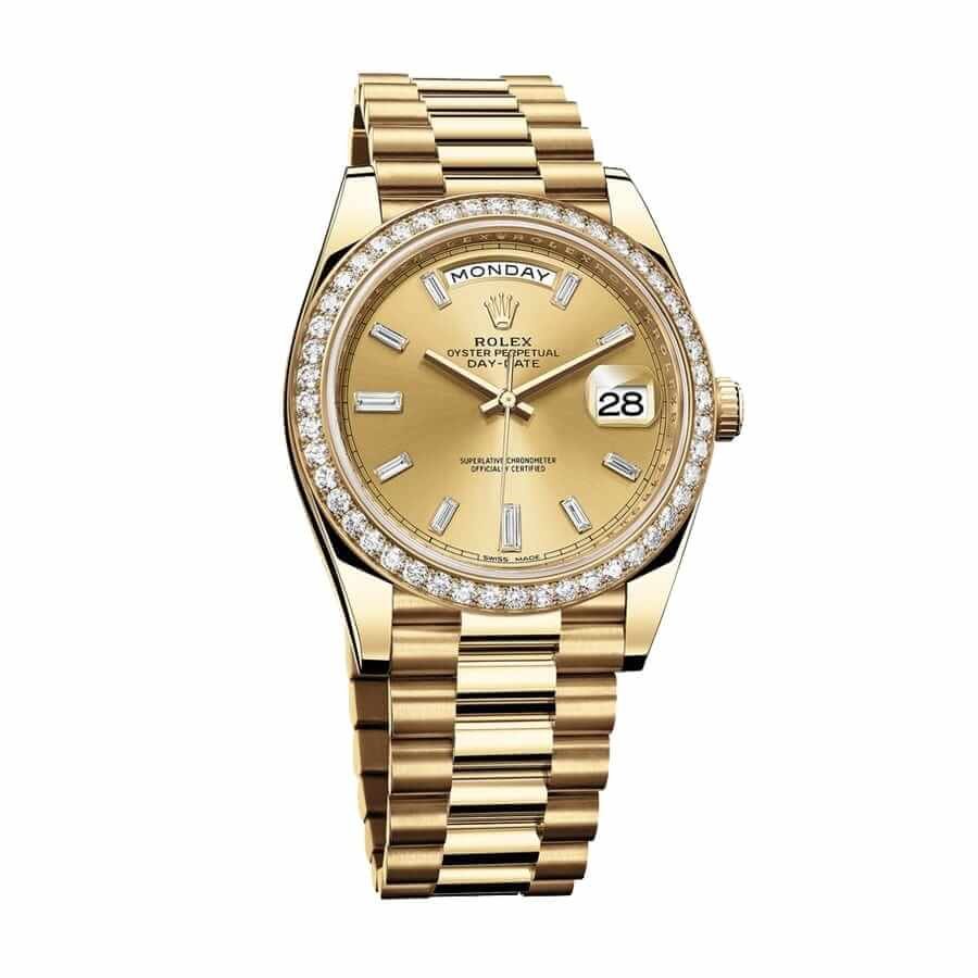 Rolex Day-Date 228348RBR KW Yellow Gold & Diamonds Champagne Dial Replica - Image 2
