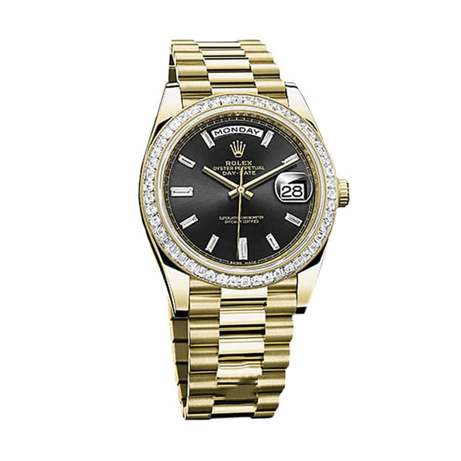 Rolex Day-Date 228398TBR Yellow Gold & Diamonds Black Dial Replica - Image 2