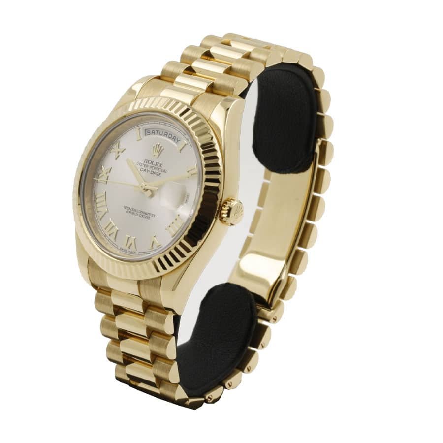 Rolex Day-Date II Collection Gold Silver White Dial 218238 Replica - Image 3